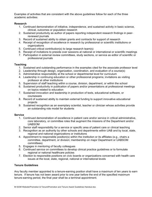 Faculty Appointment, Promotion and Tenure Award Guidelines ...