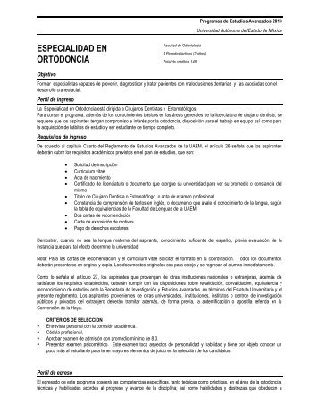 Especialidad en Ortodoncia - Universidad Autónoma del Estado de ...