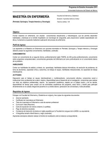 Maestría en Enfermería - Universidad Autónoma del Estado de México