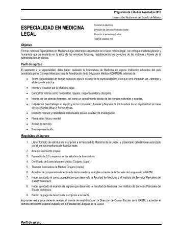 Esp. en Medicina Legal - Universidad Autónoma del Estado de México