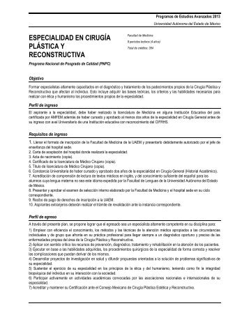 especialidad en cirugía plástica y reconstructiva - Universidad ...