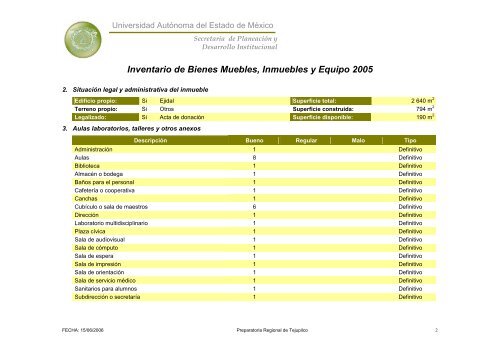 Inventario 2005 - Universidad Autónoma del Estado de México