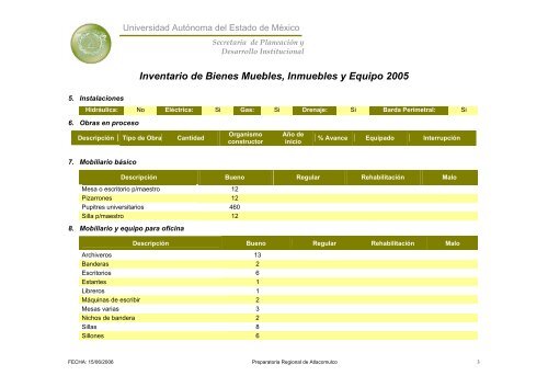 Inventario 2005 - Universidad Autónoma del Estado de México