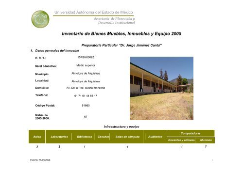 Inventario 2005 - Universidad Autónoma del Estado de México