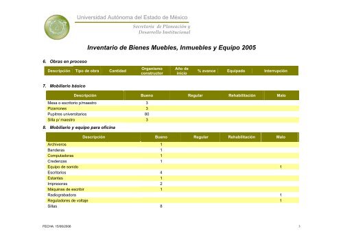 Inventario 2005 - Universidad Autónoma del Estado de México