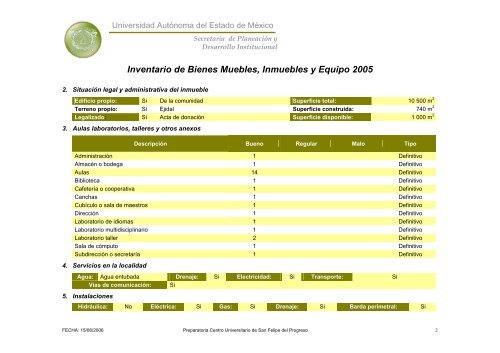 Inventario 2005 - Universidad Autónoma del Estado de México