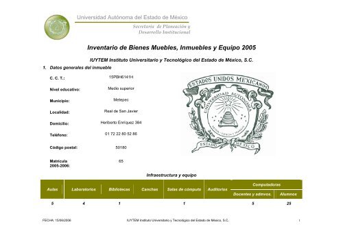 Inventario 2005 - Universidad Autónoma del Estado de México