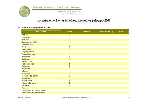 Inventario 2005 - Universidad Autónoma del Estado de México