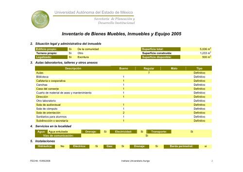 Inventario 2005 - Universidad Autónoma del Estado de México