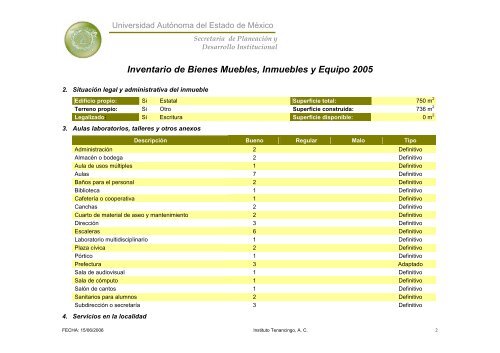 Inventario 2005 - Universidad Autónoma del Estado de México