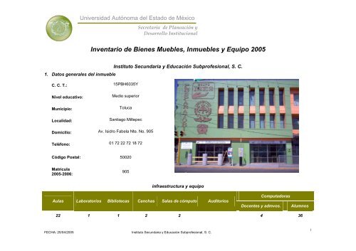 Inventario 2005 - Universidad Autónoma del Estado de México