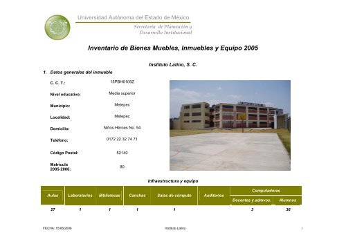 Inventario 2005 - Universidad Autónoma del Estado de México