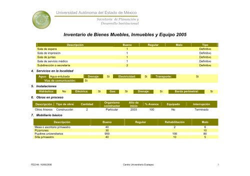 Inventario 2005 - Universidad Autónoma del Estado de México