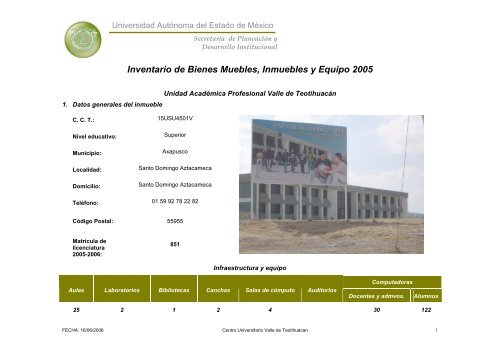 Inventario 2005 - Universidad Autónoma del Estado de México