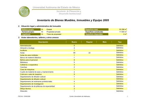 Inventario 2005 - Universidad Autónoma del Estado de México