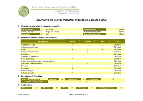 Inventario 2005 - Universidad Autónoma del Estado de México