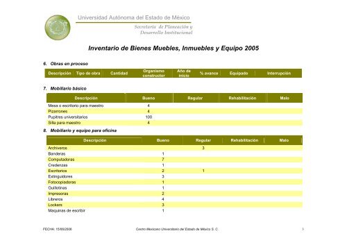 Inventario 2005 - Universidad Autónoma del Estado de México