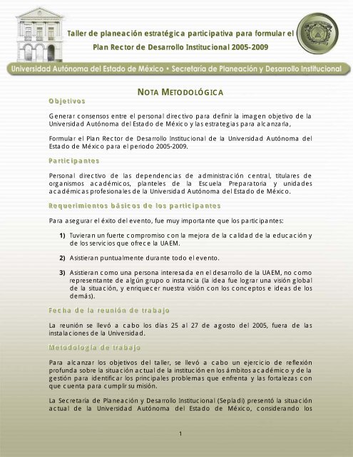 Metodología (Taller de planeación estratégica) - Universidad ...