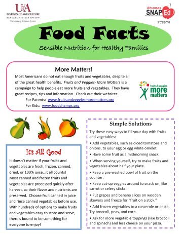 Food Facts - Fruits and Vegetables - FCS578