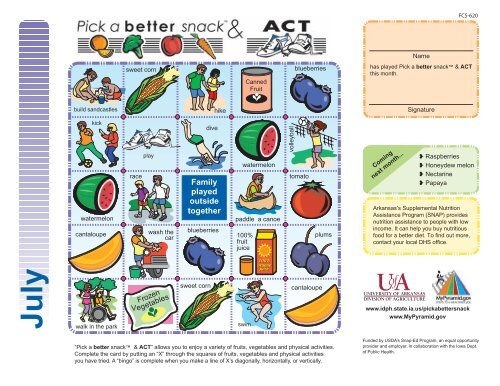 Pick a Better Snack Bingo Card - July - FCS-620 - University of ...