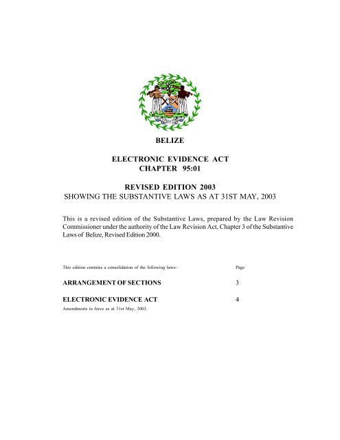 belize electronic evidence act chapter 95:01 revised ... - Uaipit.com