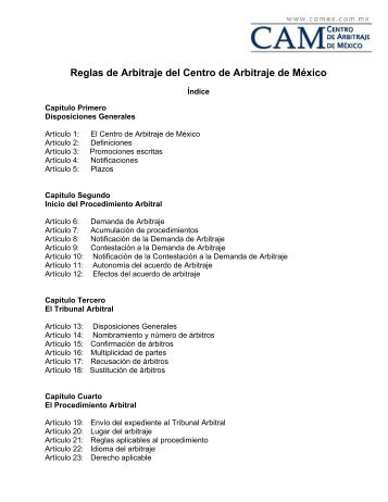 Reglas de Arbitraje del Centro de Arbitraje de MÃ©xico - Uaipit.com