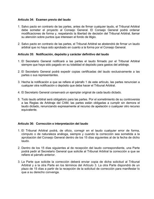 Reglas de Arbitraje del Centro de Arbitraje de MÃ©xico - Uaipit.com