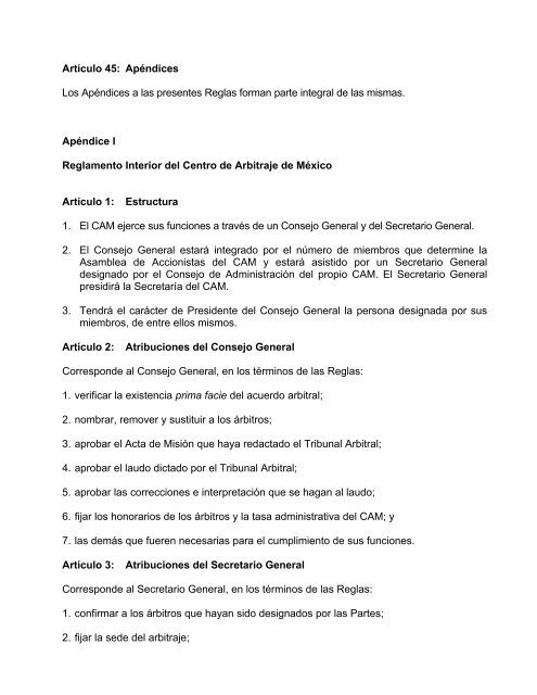 Reglas de Arbitraje del Centro de Arbitraje de MÃ©xico - Uaipit.com