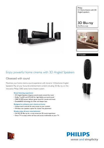 HTS5581/12 Philips 5.1 Home theatre with 3D Angled speakers