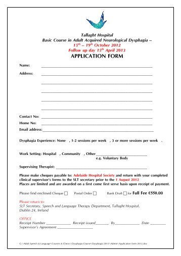 Application form 2012 - Adelaide and Meath Hospital, Dublin ...