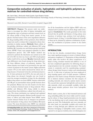 Comparative evaluation of plastic, hydrophobic and hydrophilic ...