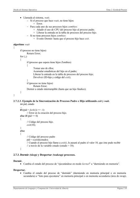 TEMA 2. GESTIÃN DE PROCESOS - Universidad de AlmerÃ­a