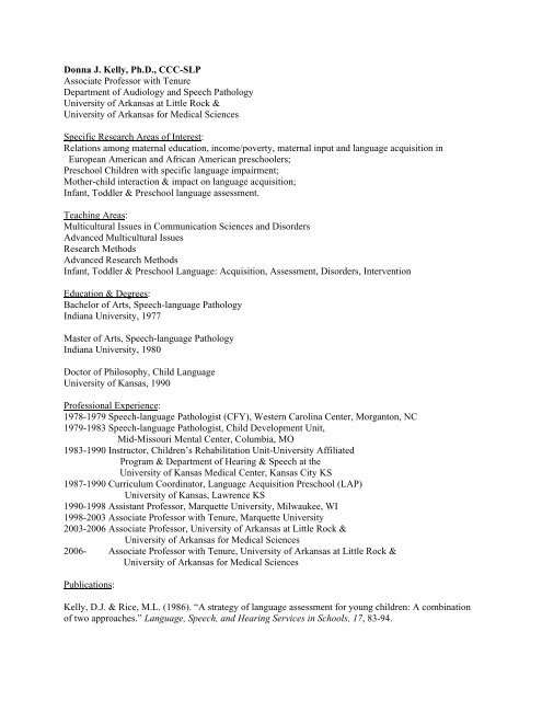 Donna J Kelly Phd Ccc Slp Associate Professor With - 