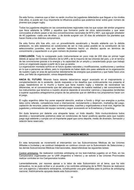 Memoria 2000 - UniÃ³n Argentina de Rugby