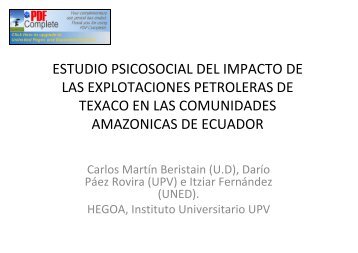 estudio psicosocial del impacto de las explotaciones petroleras de ...