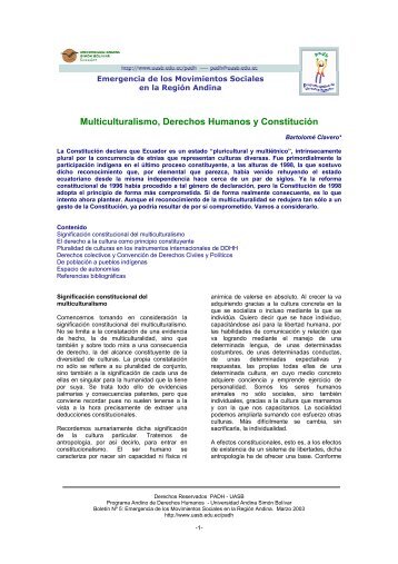 Multiculturalismo, Derechos Humanos y ConstituciÃ³n - Universidad ...