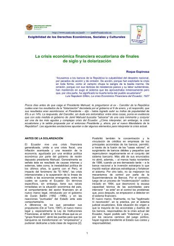 La crisis econÃ³mica financiera ecuatoriana de finales de siglo y la ...