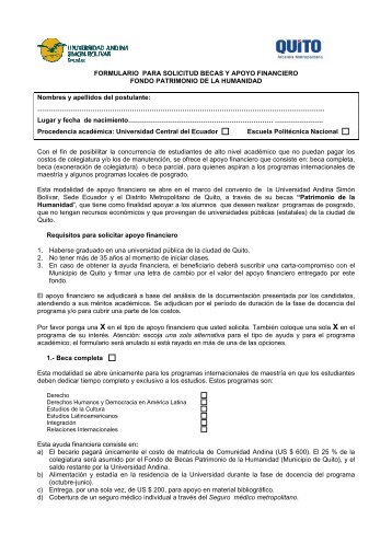 FORMULARIO PARA SOLICITUD BECAS Y APOYO FINANCIERO ...