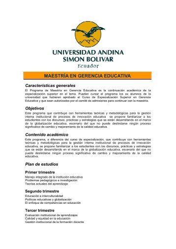 maestrÃ­a en gerencia educativa - Universidad Andina SimÃ³n BolÃ­var