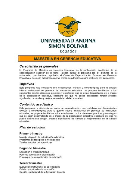maestrÃ­a en gerencia educativa - Universidad Andina SimÃ³n BolÃ­var