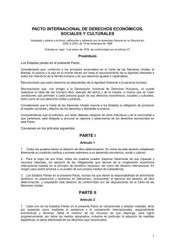 Pacto Internacional de Derechos EconÃ³micos, Sociales y Culturales