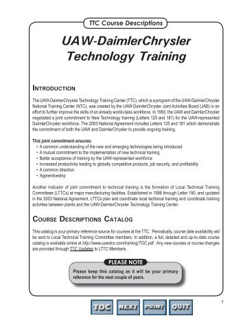 TTC Course Descriptions Catalog - UAW-Chrysler.com