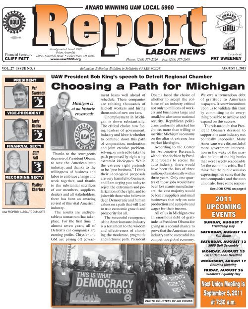 Choosing a Path for Michigan - UAW Local 5960