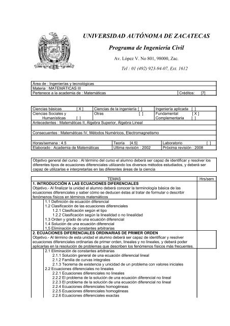 MatemÃ¡ticas III - Universidad AutÃ³noma de Zacatecas