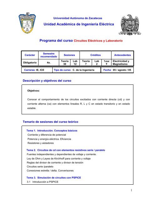 Circuitos ElÃ©ctricos - Universidad AutÃ³noma de Zacatecas