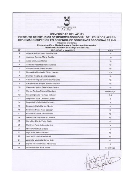 Notas - Universidad del Azuay