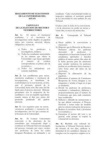 Reglamento de Elecciones - Universidad del Azuay