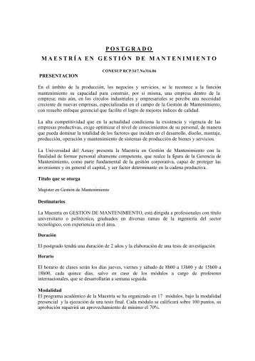 textos maestria en gestion de mantenimiento - Universidad del Azuay