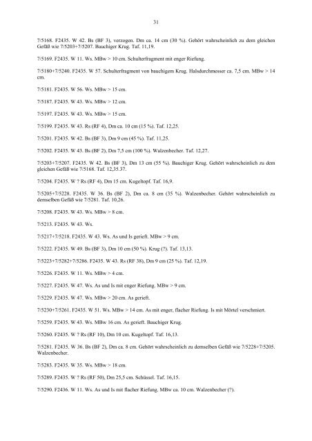 Die archÃ¤ologischen Funde und Befunde aus der - UniversitÃ¤t ...