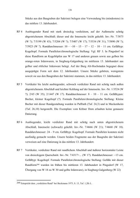 Die archÃ¤ologischen Funde und Befunde aus der - UniversitÃ¤t ...